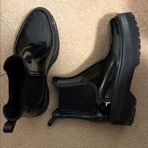 Lemon jelly Black platform rain boots Booties